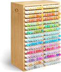 Ohuhu Bamboo Marker Organizer, Desktop Storage Hold 224 Markers for Honolulu Oahu Series of Ohuhu Markers, Pens Pencils Stationary Organizer Holder with 32 Compartments for Classroom Office Decor