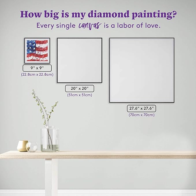 DIAMOND ART CLUB USA Flag Diamond Painting Kit, Fun DIY Crafts for Adults, Round Diamond Art Canvas, 9" x 9"