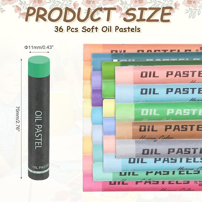 MECCANIXITY Soft Oil Pastels, Oil Pastel Crayons Vibrant Color Blendable Art Supplies for Painting Drawing Blending Painting Artists Beginners Professional(Green, Pack of 36)