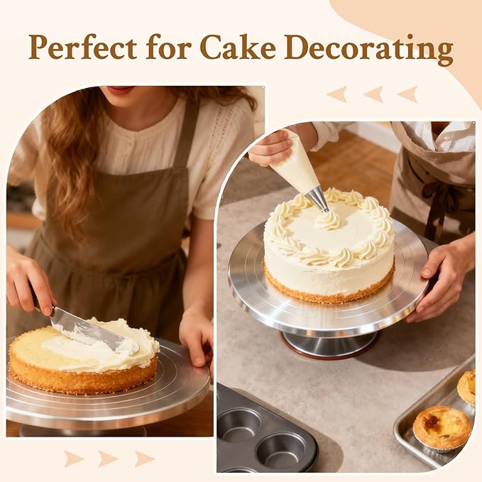 Yncotte 7 Inch Banding Wheel, Double-Sided Pottery Wheel Turnable Aluminium Alloy Metal Sculpting Wheel Rotate with Ball Bearings for Ceramics Clay Model Making Cake Decor Paint Spraying