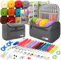 Yarniss Crochet Kit for Beginners - 840 Yards Crochet Yarn and 14 Sizes (2.0-10.0mm) Ergonomic Hooks with Organizer Bag, All Inclusive Crocheting & Knitting Set for Adults
