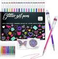 Glitter Pens 18 Colors with 18 Refills, Retractable Glitter Gel Pens for Adult, Vibrant Sparkle Metallic Colored Gel Pens Suitable for Coloring Books Doodling Drawing Journaling Note Taking Writing