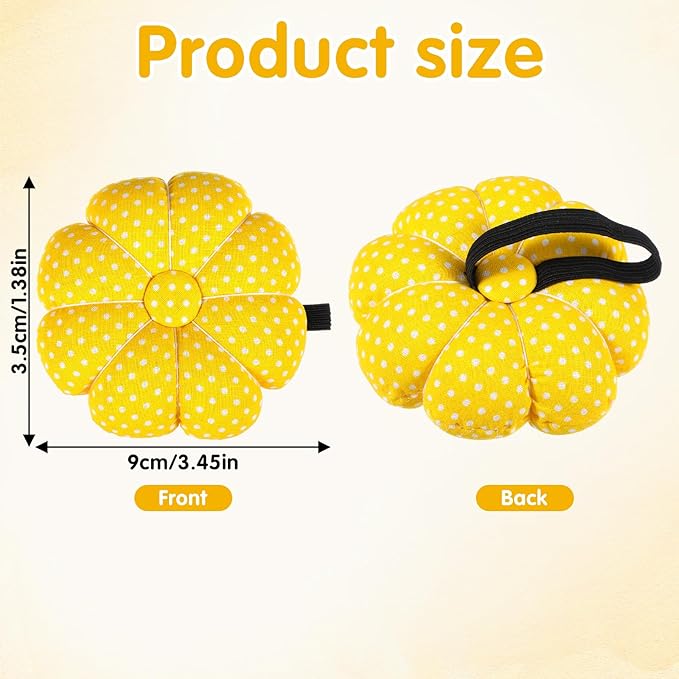 Wrist Pin Cushions for Sewing Cute with Elastic Strap Pumpkin Shaped Needle Cushions for Sewing Needlework Wristband Pincushions Wearable Needle Pincushions for Needlework or DIY Crafts Yellow Gifts