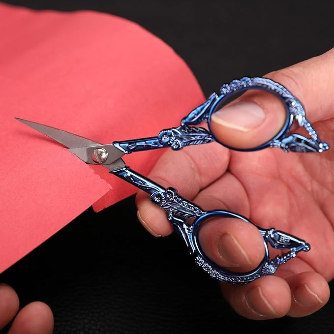Embroidery Scissors, Small Sharp Pointed Detail Shears for DIY Craft Needlework Yarn Sewing Cross Stitch Thread Cutting Handicraft Tool, 4.6in Blue Little Bird