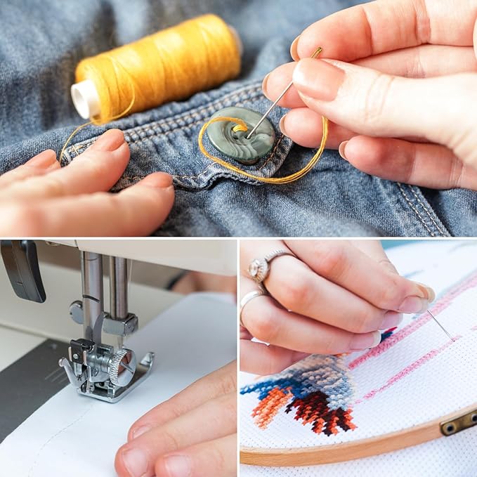 12 Color Sewing Thread Kit, Needle and Polyester Threads Small kit, with Needle Threader for Hand & Machine, DIY and Home