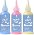 Liquid Polymer Clay, Liquid Clay for Polymer Clay Oven-Bake, for DIY Enthusiasts, Education and Crafting, Easy to Shape & Multi-Mold Compatible, Antiquewhite 60ml, Blue 60ml, Pink 60ml