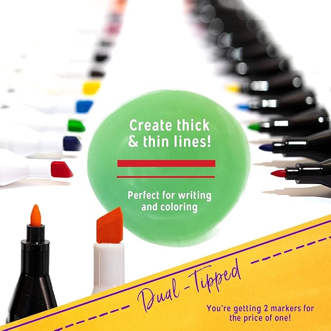 Crafts 4 All Fabric Markers for Clothes - Pack of 20 No Fade, Dual Tip Permanent Fabric Pens - No Bleed, Machine Washable Shoe Markers for Fabric Decorating - Laundry Marker, Erases Stains Easily