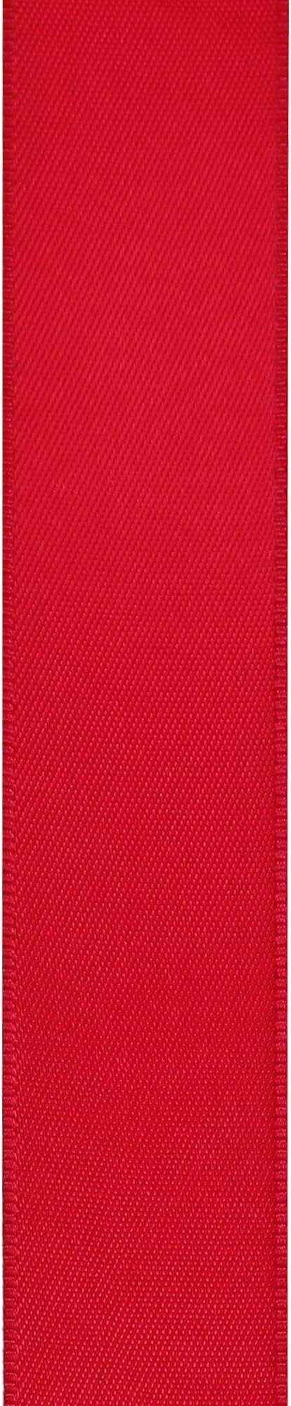 LIUYAXI Hot Red Double Faced Satin Ribbon, 1" X Continuous 25 Yards, Ribbons Perfect for Gift Wrapping Wedding Bouquet Decor DIY Craft Bow Making & Other Projects