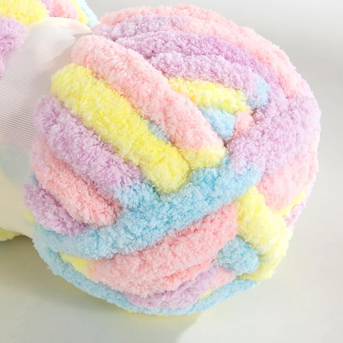 HOMBYS 8 Pack Giant Chunky Yarn for Crocheting/Hand Knitting, Super Bulky Large Soft Fluffy Tie Dye Plush Fuzzy Mixed Color Thick Chenille Yarn (Green, Yellow)
