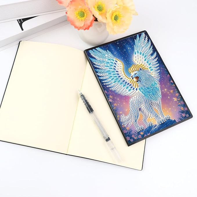 DIY Diamond Painting Notebook Kit, Theme of Fantasy Animals, Special Shaped Diamond Art Notebook Journal Sketchbook for Writing & Drawing