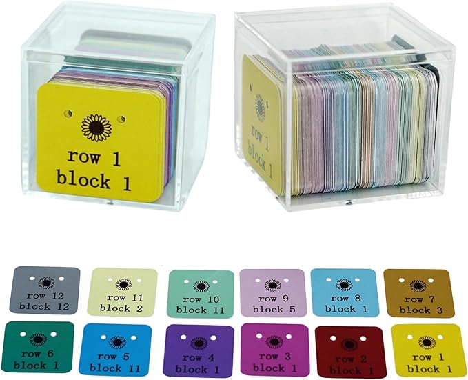 Cowenhey Quilt Block Row Markers, 1-12 Rows 144Pcs with Storage Box, Sewing Marking Tools Innovative Sewing and Quilting Notions, Paper Cardstock with Holes