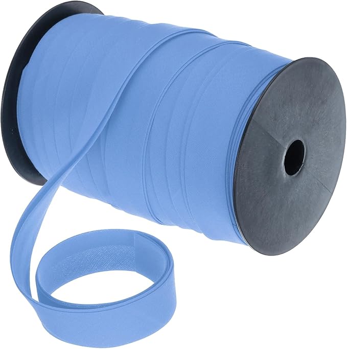 MECCANIXITY 1 Inch Double Fold Bias Tape Polyester Continuous Bulk Bias Tape for Sewing,Seaming Quilting Hemming Binding Crafts (Blue 55 Yards)