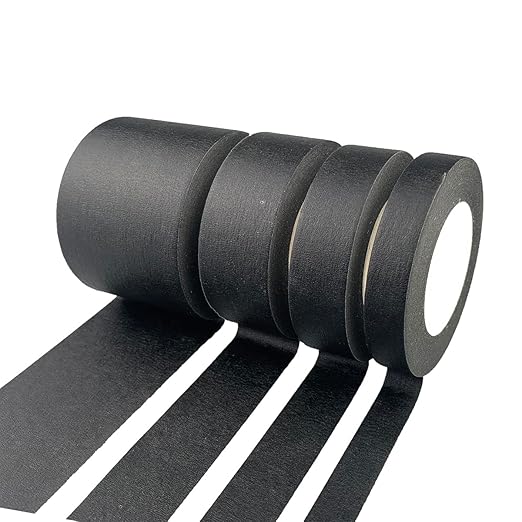 4 Rolls Black Masking Tape, Multi-Size Painters Tape for Home, Office, School Stationery, DIY Arts, Crafts, Labeling - (0.5 Inch, 0.7 Inch, 1 Inch and 2 Inch X 22 Yard)
