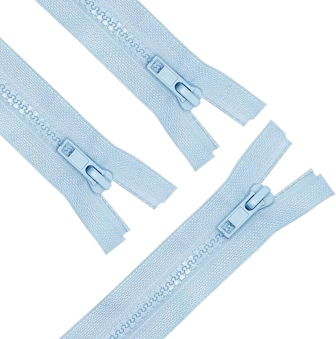 ANPURZII 3PCS #5 38 Inch Sky Blue Separating Jacket Zippers for Sewing Coats, Molded Plastic Bulk Zippers(SkyBlue 38" 3PCS)