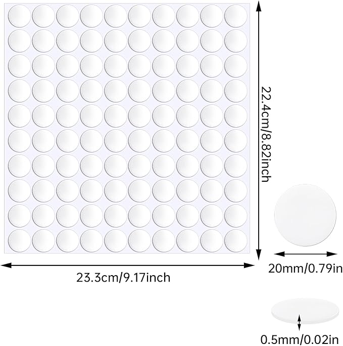 JANYUN 1500 Pcs Double Sided Sticky Dots Removable Round Putty Clear Double Sided Tape for Crafts No Trace Sticky Tack Adhesive Tape (20 mm)