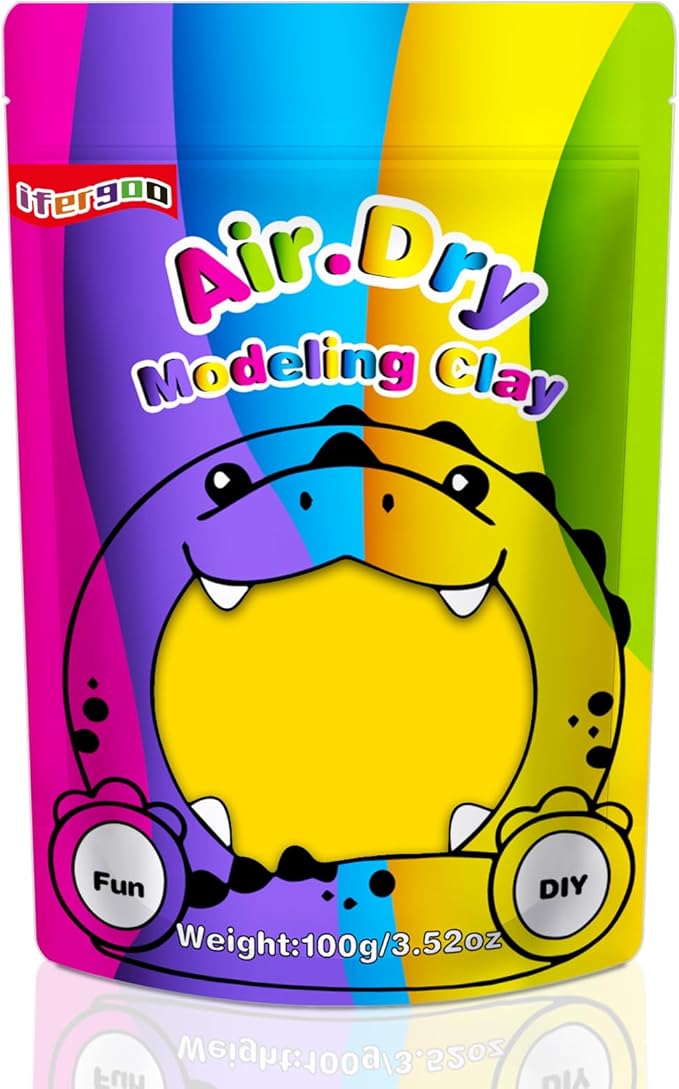 iFergoo Yellow Air Dry Clay, DIY Creative Modeling Clay for Kids, Super Light Magic Clay for Kids Age 3-12, Safe & Non-Toxic, Molding Clay for Sculpting, Great Gift for Boys & Girls