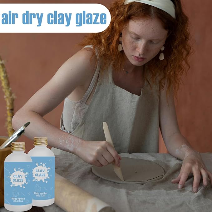 200ml Air Dry Clay Varnish，Air Dry Clay Sealant for Airdry Clay，Air Dry Clay Glaze Can Not Only Used to Prevent Clay Cracking, Scratches, and Wear,It Can Also Having a Matte Glaze Effect (Matte)