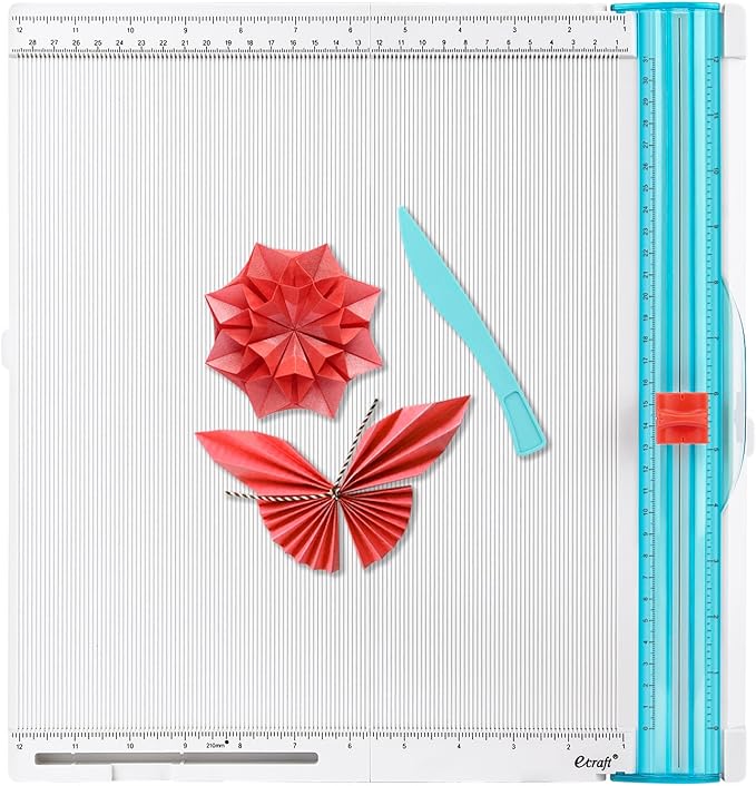 Ecraft 12 x 12inch Paper Trimmer Cutter Score Board, Scoring Tool with Paper Folding, for Making Scrapbooking, Cards, Envelope, Coupons and Photo
