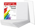 Simetufy 18x24inch 12Pcs Large Flat Canvas Boards Panels for Painting, Gesso Primed Acid-Free 100% Cotton Art Boards for Acrylics Oil Watercolor Tempera Paints