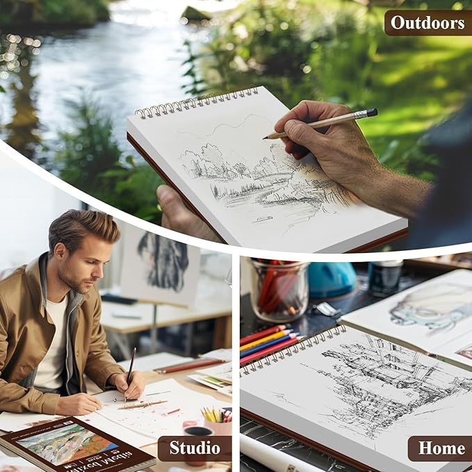 Mofuny Mixed Media Sketchbook 8x10, 50 Sheets - 110lb/180gsm Mixed Media Paper | Art Paper for Acrylic Painting, Watercolor Sketchbook, Ink, Markers, Pencil, Artist Supplies for Adults.