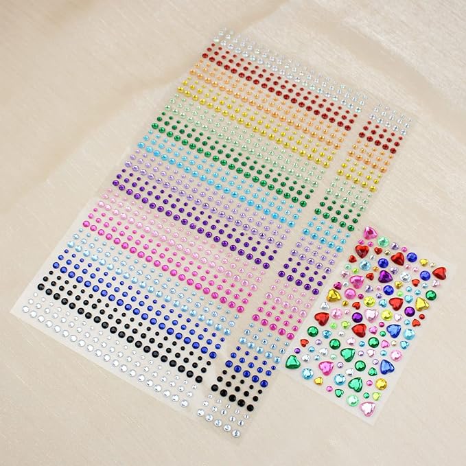 1610 Pcs Hair Gems Self Adhesive Rhinestones for Makeup Eyes 15 Colors Rainbow Rhinestones Face Jewels Face Gems Stick On, Heart Face Gems Bling Gems Jewels Stickers for DIY