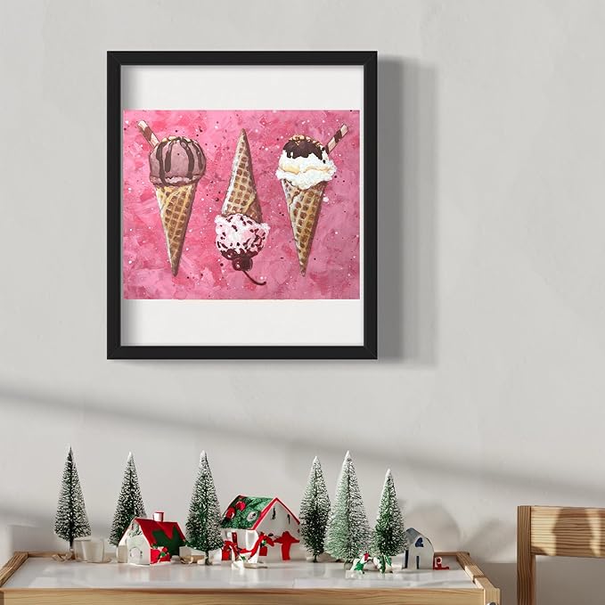 Painting4Real DIY Art Painting Kit for Adults – Learn to Paint Ice Cream Cones with Video Tutorials – 9 Pieces Acrylic Paint Set for Adults –Perfect Christmas Crafts & Holiday Gifts for Art Lovers