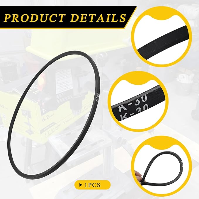 089140314045 Replacement Belt, V-Belt K30 Fits DP103L Ridgid, Replacement Belt Ryobi Tool Belt, 1 Pc