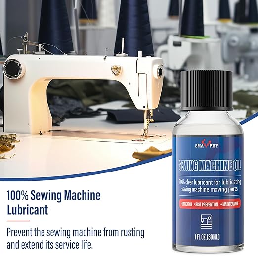 SMAPHY Sewing Machine Oil with Oil Applicator and Dual-Ended Brush, Clear Machine Oil for Lubrication of All Sewing Machine Moving Parts