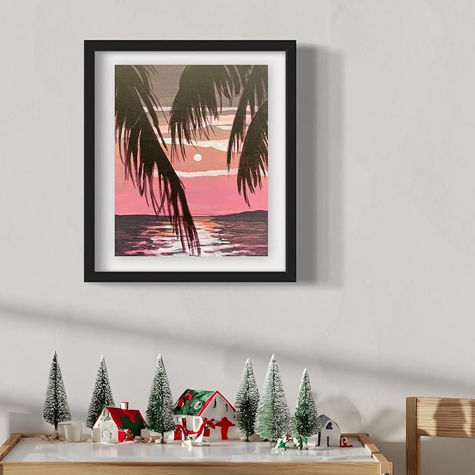 Painting4Real DIY Art Painting Kit for Adults – Learn to Paint Tropical Sunset with Video Tutorials – 9 Pieces Acrylic Paint Set for Adults –Perfect Christmas Crafts & Holiday Gifts for Art Lovers