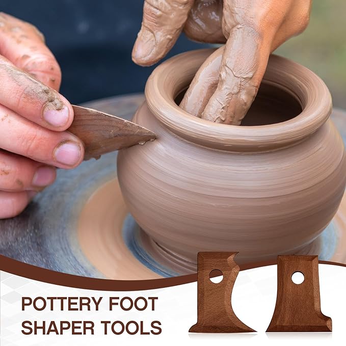 Amylove 7 Pcs Pottery Tools Pottery Foot Shaper Trimming Tools Profile Rib Bundle Foot Shaper for Ceramics for Carving Clay Molds Clay Texture Ribs Ceramics, Beech Wood (Reddish Brown)