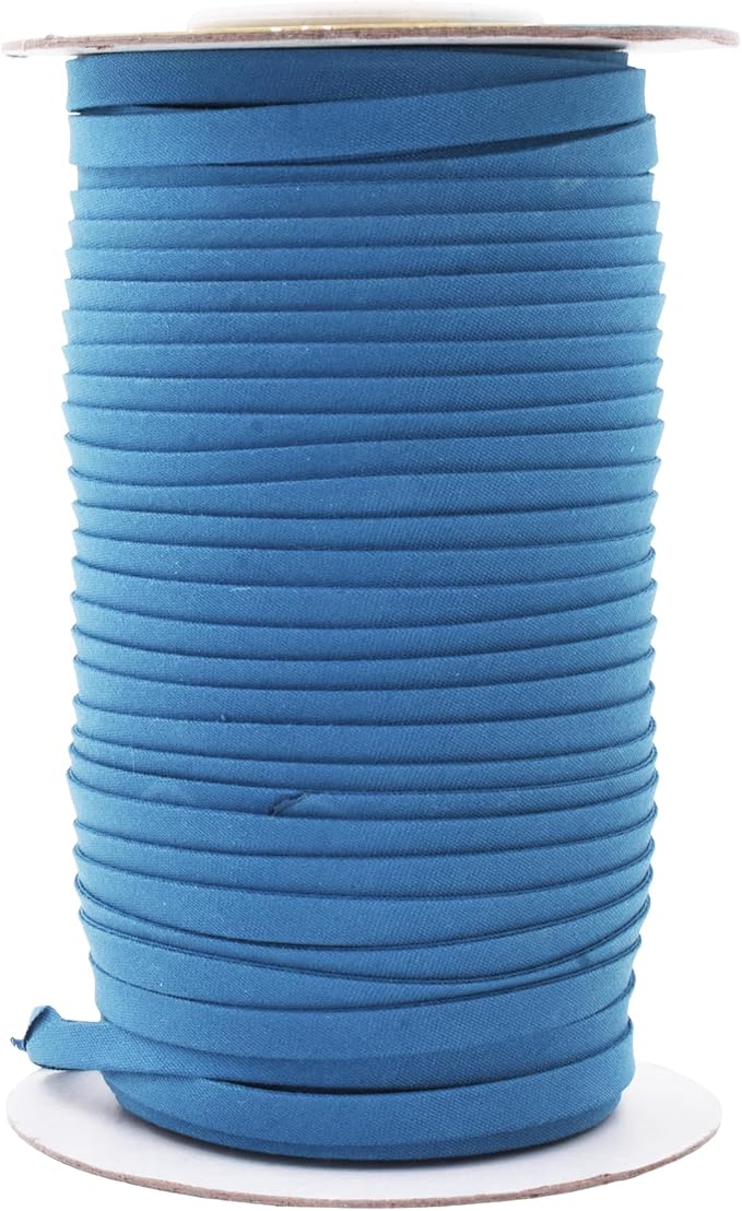 Mandala Crafts 55 Yards 1/4 Inch Steel Blue Double Fold Bias Tape for Sewing - Bias Binding Tape for Quilting Binding, Hemming, Seam, and Fabric Piping