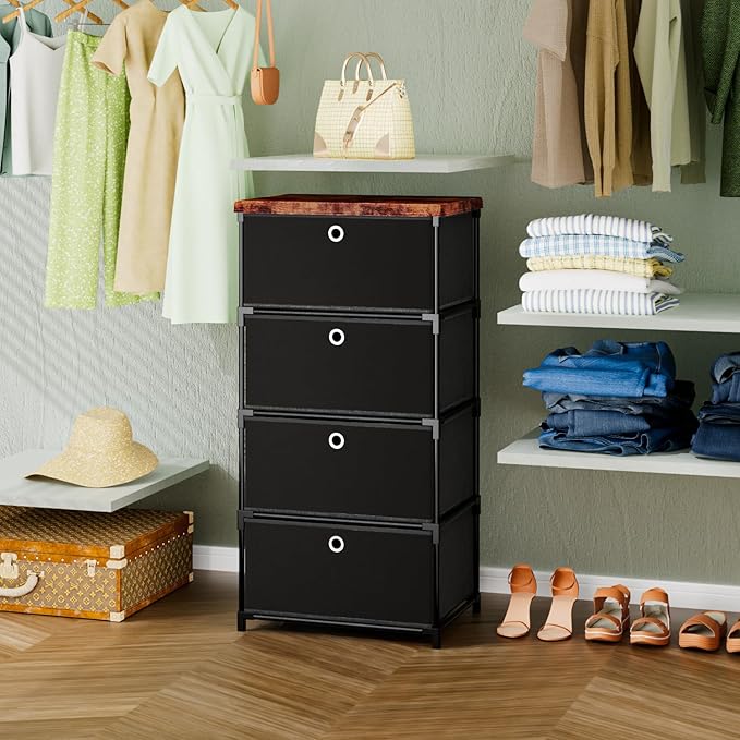 Fabric Storage Drawers Dresser and Chest of Drawers, Small Dresser with Drawers Unit, Sturdy 4 Drawers Dressers for Closet, Fabric Storage Bin Organizer, Closet Organizers and Storage