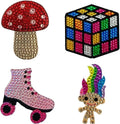 StickerBeans® Rhinestone Stickers - Retro Set 4-Pack, 2” x 2” Each, Unique Sparkly Cut-to-Shape for Collecting, Trading, Decorating Laptops, Phone Cases, Scrapbooks, for Kids, Teens, & Adults