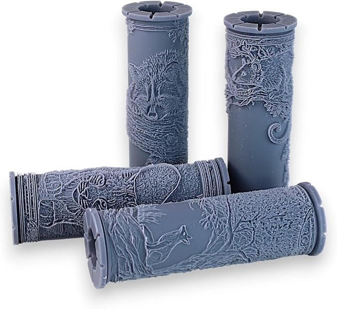 Woodland Life Collection 4-Pack Clay Texture Rollers (4") - Forest Set #01 - Embossing Pattern Rollers for Polymer & Ceramic Clay, Pottery & Crafts