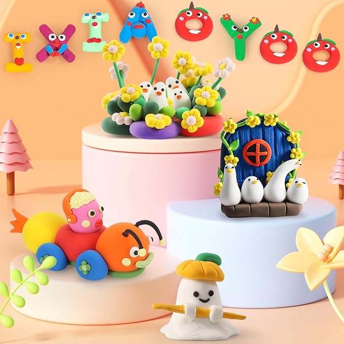 Air Dry Clay, 64 Colors Modeling Clay for Kids, Creative DIY School Arts & Crafts Kit, Soft & Non-Sticky, Birthday & Christmas Toys Gifts for Age 3 4 5 6 7 8+ Years Old Boys Girls Kids