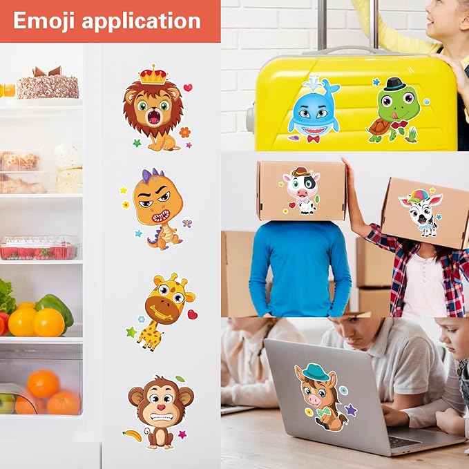 24 PCS Make a Face Stickers for Kids - Make Your Own Stickers Animal Mix and Match Sticker Sheets with Safaris, Sea and Farm Animals for Kids Party Favor Supplies Craft Activities Ages 3+