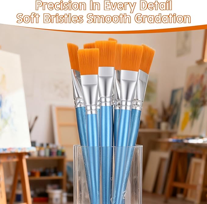 48 Pcs Flat Paint Brushes,1 Inch Craft Paint Brushes, Large Acrylic Paint Brush for Watercolor, Oil Painting, Acrylic,Big Paint Brush for Oil Paint and Body Painting Crafts, Rock Painting