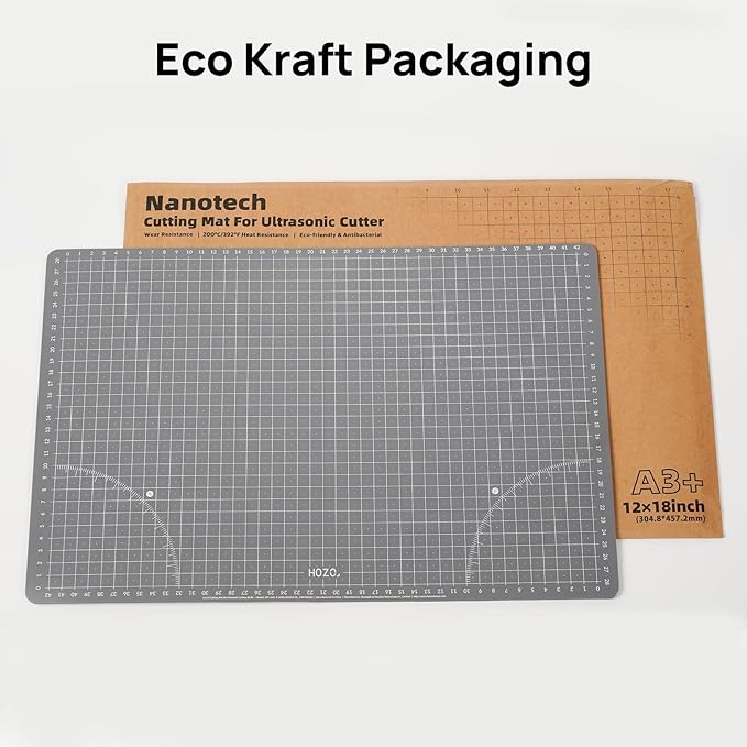 HOZO NanoTech Cutting Mat for Ultrasonic Cutter, 9" x 12" Self-Healing Cutting Mat, Glue-Free Eco Design, Heat-Resistant, Metric & Imperial Scales, Durable for Craft, DIY, 3D Printing & Model Making