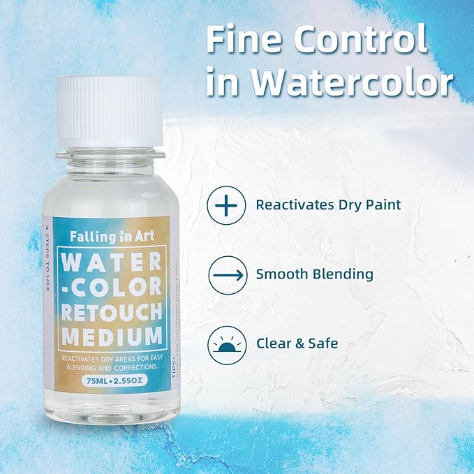 Falling in Art Professional Artist Retouching Varnish, Watercolor Retouch Medium for Painting, 2.5Oz Bottle