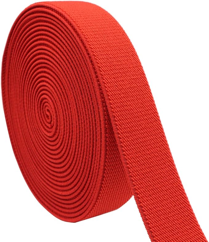 Sewing Elastic Band 1-Inch by 5-Yard Red Colored Double-Side Twill Woven Elastic