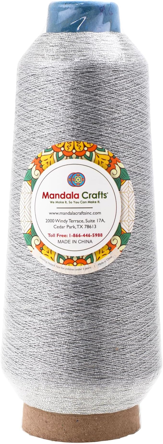 Mandala Crafts 4 Pack of Serger Threads Cones Spools - 150D/2 Polyester Metallic Silver Threads for Sergers Machine and Overlock Quilting Sewing Machine
