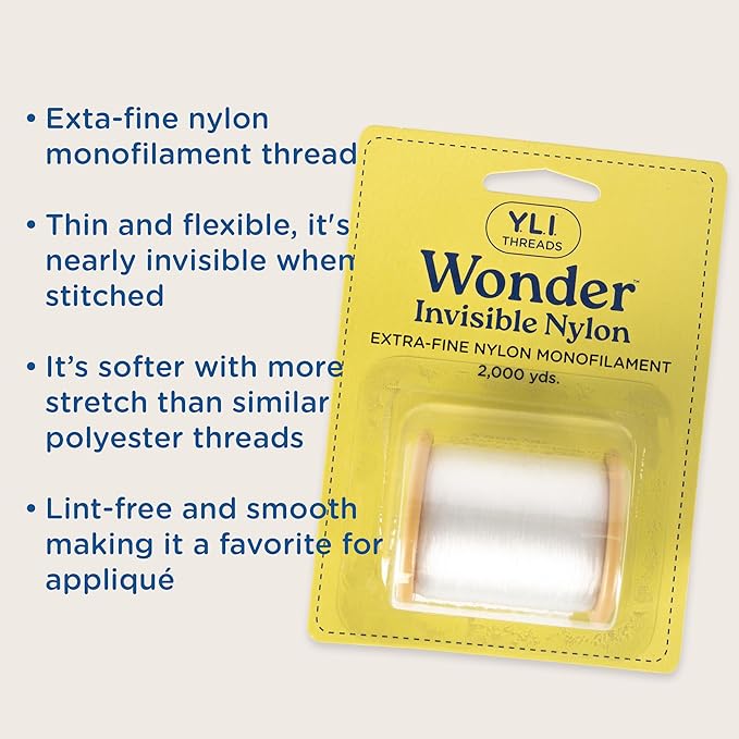 YLI Invisible Thread – Fine Polyester Monofilament for Quilting, Appliqué & Stitch-in-The-Ditch (Wonder Invisible Thread & Topstitch #70/10, Combo Pack)