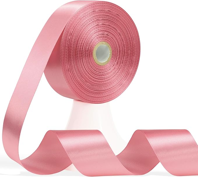 60 Yards Rose Gold Satin Ribbon 1-1/2 Inch, Solid Polyester Fabric Ribbon for Gift Wrapping, Crafts, Flower Bouquet, Wedding, Baby Shower, Festival, Christmas, Easter