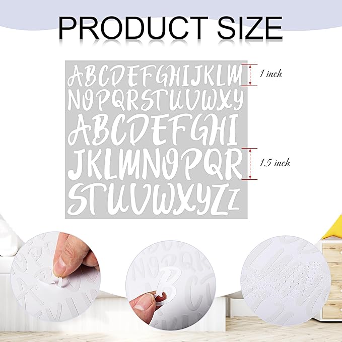 TaoBary 416 Pcs Christmas Letter Stickers 8 Sheets Alphabet Stickers 2 Size Vinyl Cursive Self-Adhesive Letter Personalized Decor for Scrapbooking Water Bottle Christmas Craft(1'', 1.5'',White)