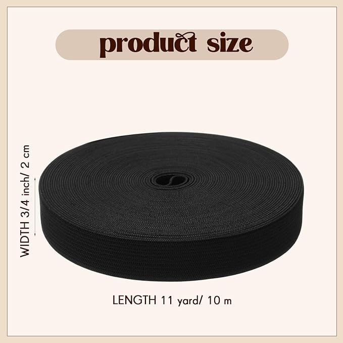 EBOOT 1 Pcs Elastic Spool (3/4 Inch X 11 Yard,Black)