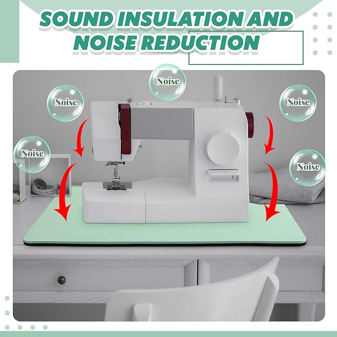 3 Pcs Sewing Machine Muffling Mat Pedal Mat Sewing Machine Pad No Slip Rubber Stay in Place Mats for Calms Vibration(Green,15 x 20 Inch,14 x 9 Inch,14 x 11 Inch)