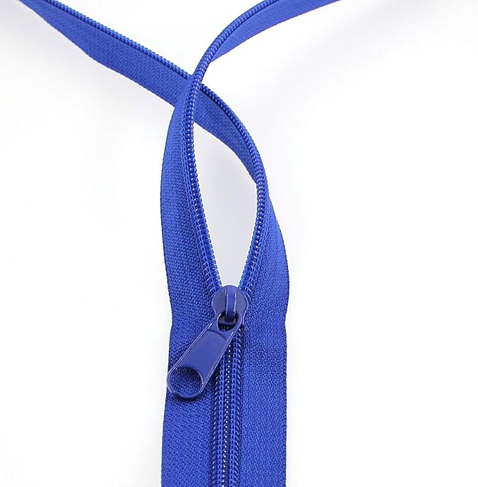 Leekayer #5 Blue Nylon Coil Zippers by The Yards Bulk 10 Yards with 25pcs Sliders for DIY Tailor Sewing Craft,Bag,Luggage,Dress,Sofa Cushion,Pillow(Blue)