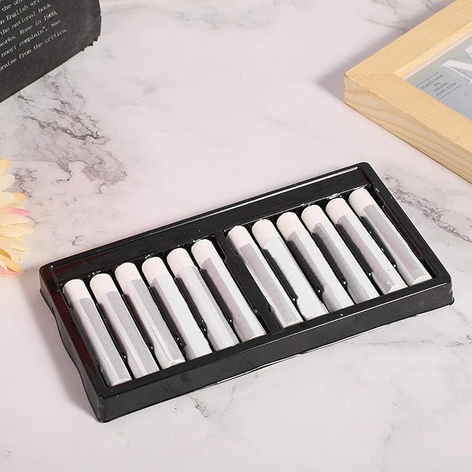 Tyenaza White Oil Pastels, 12 Count, Fine Point, Ambidextrous, Water Soluble, 2mm and Above, For Drawing, Illustration, Poster, School Classroom, Day Care, Restaurant