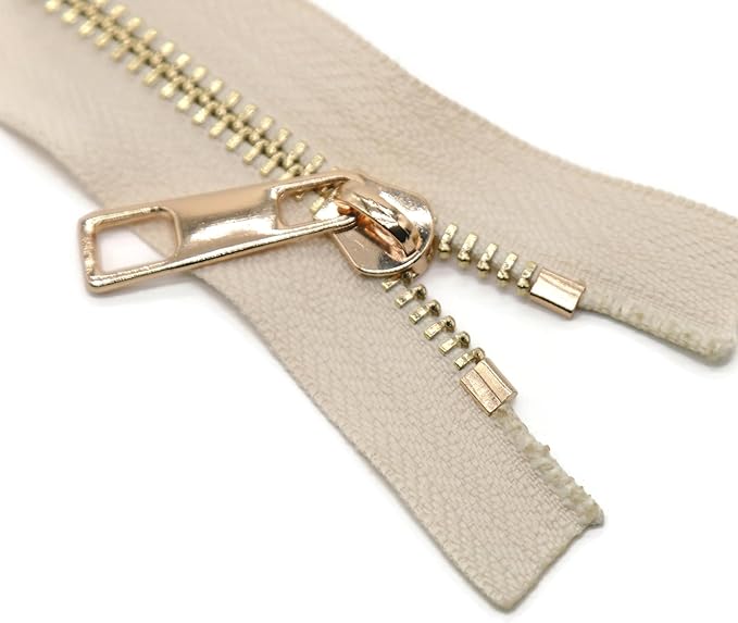 #5 Gold Metal Zipper - 50+ Colors - 3 PCS - (4-14 inches) Sizes - Luxury Lightweight Handcraft Metal Zippers with pulls for Purses Bags Pockets Shoes Sewing & Crafts DIY ZP02584