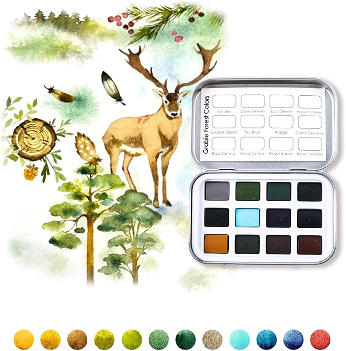Grabie Pocket Watercolor Set,60 Colors Travel Watercolor Paint Bulk, Art Supplies for Painting, Great Watercolor Set for Artists, Amateur Hobbyists and Painting